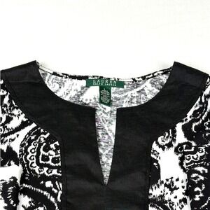 Lauren Ralph Lauren‎ Women's clothing Tunic Top Size L Paisley Black And White